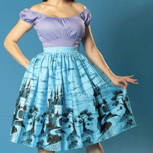 Pinup Girl Clothing - M Blue Castles Bella Skirt
